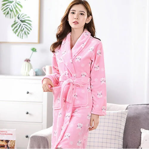 Peignoir de Bain Flanelle/Polaire Hiver Polyester Femme