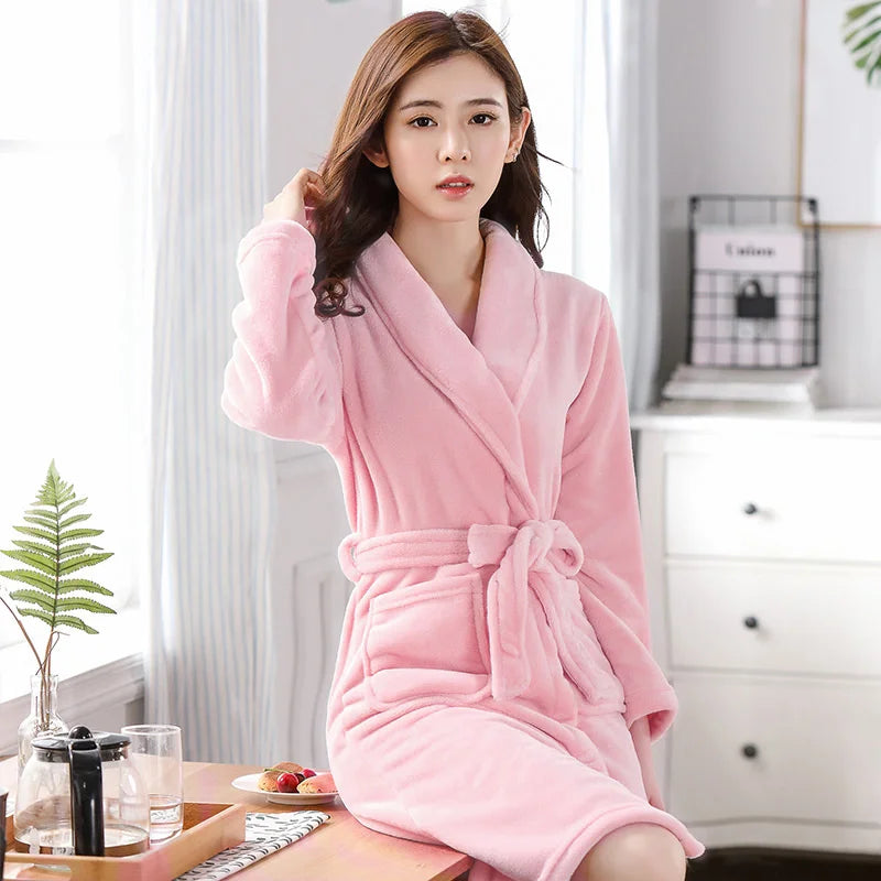 Peignoir de Bain Flanelle/Polaire Hiver Polyester Femme