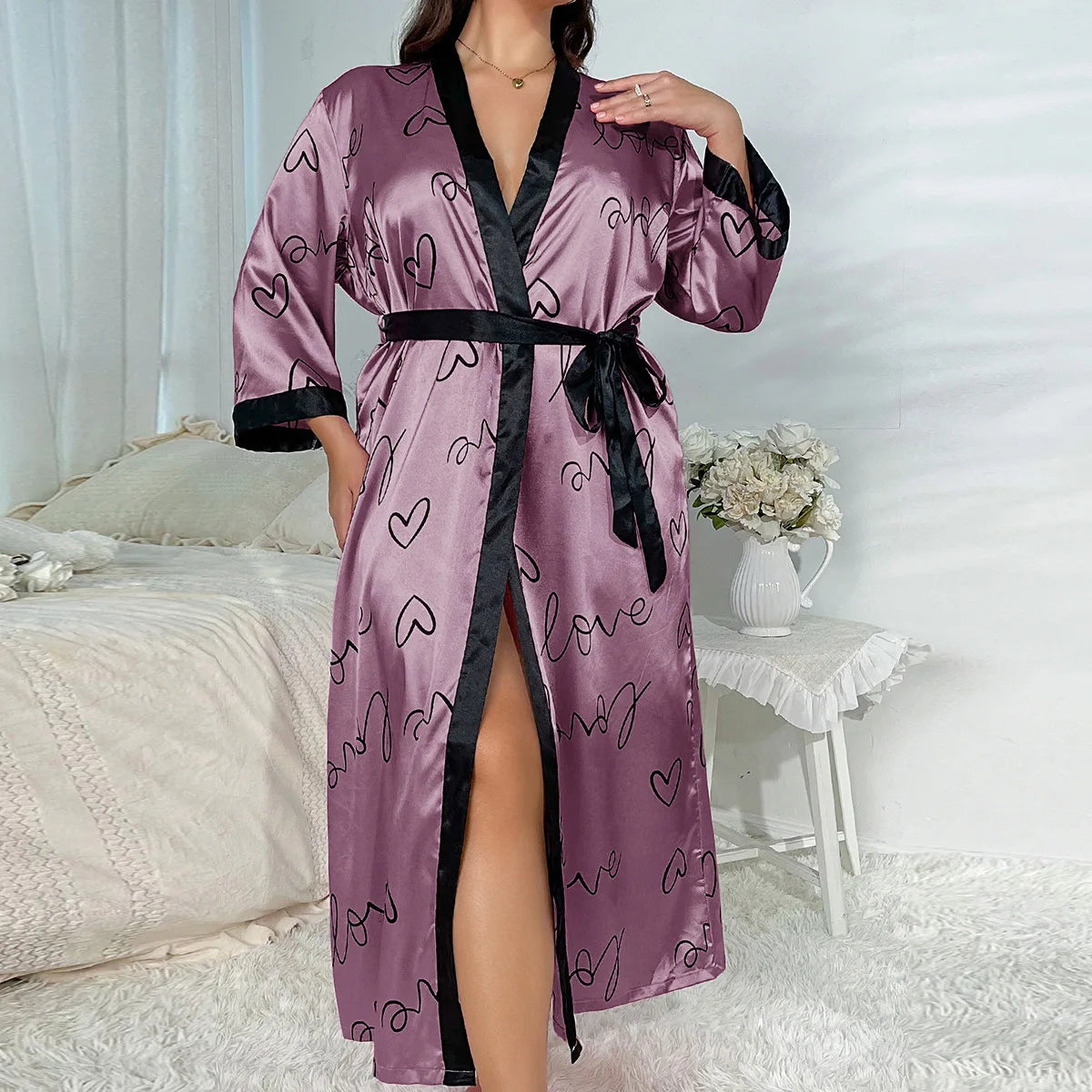 Peignoir grande taille Satin Polyester Femme
