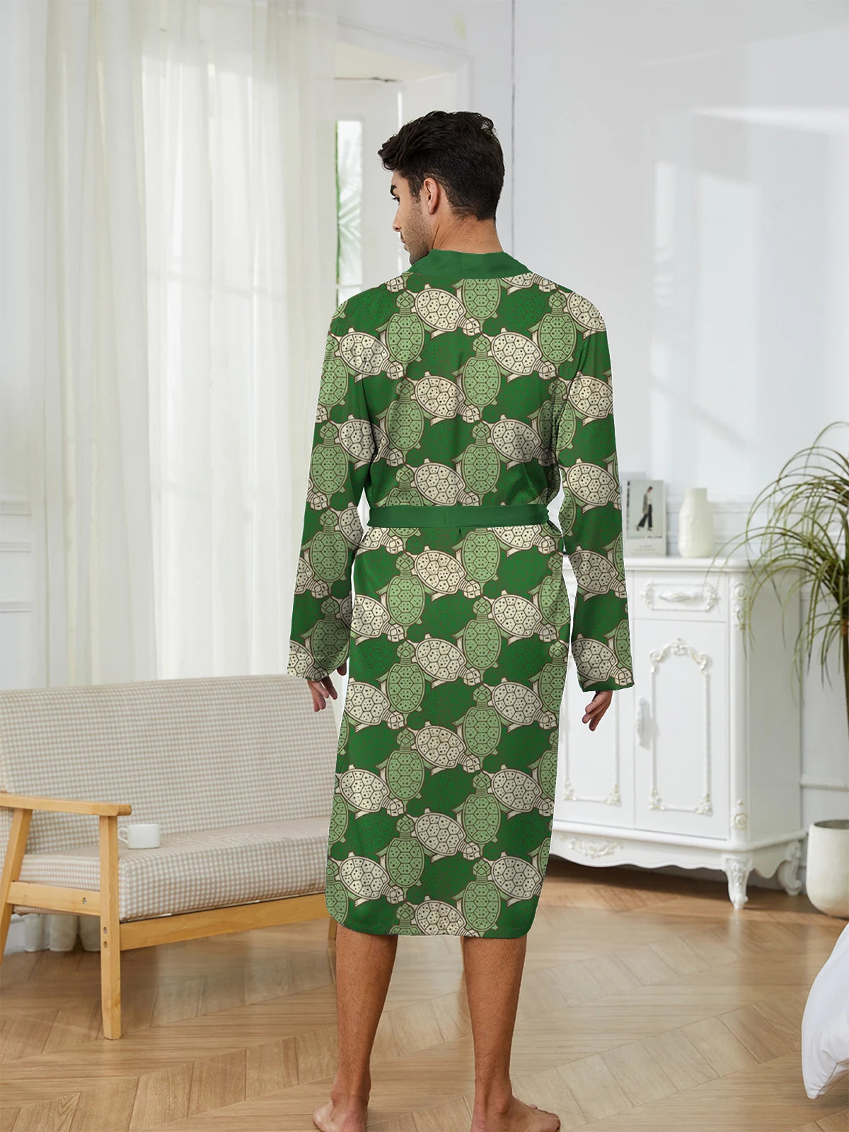 Peignoir printemps/automne imprimé Polyester Homme