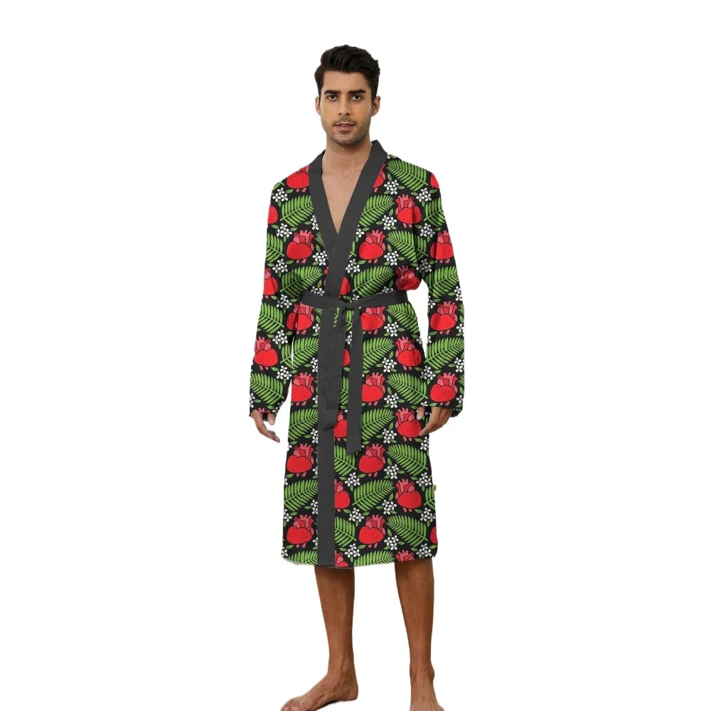 Peignoir printemps/automne imprimé feuille Polyester Homme