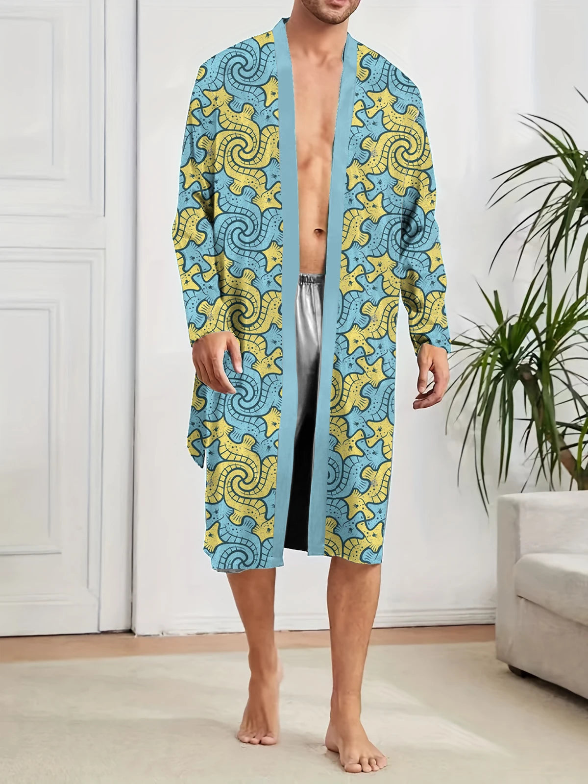 Peignoir printemps/automne imprimé mer Polyester Homme