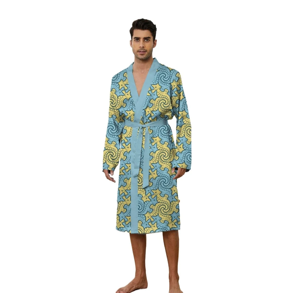 Peignoir printemps/automne imprimé mer Polyester Homme