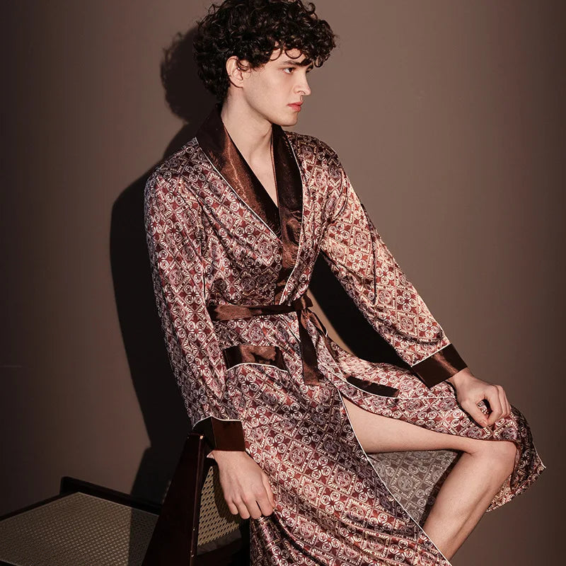 Peignoir soie glacée haut de gamme polyester Homme