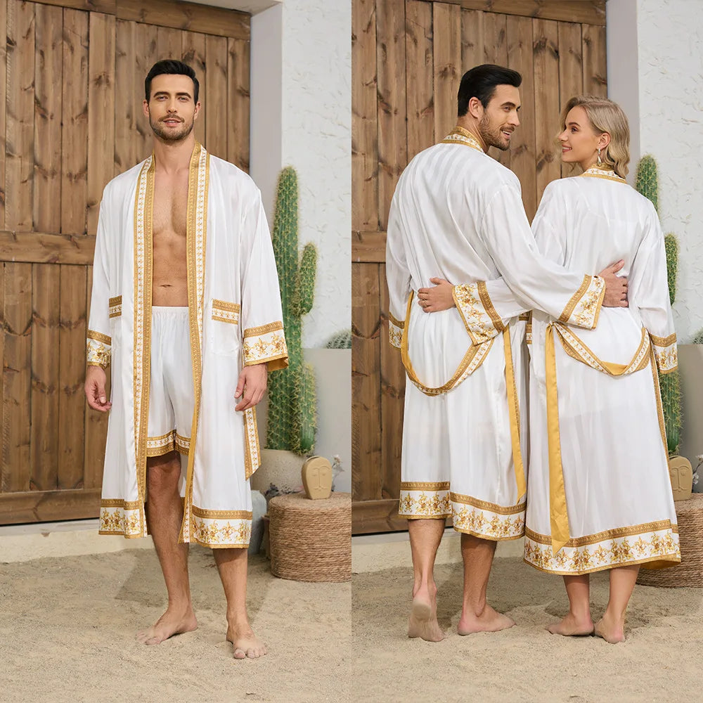 Peignoir style baroque satin polyester homme et femme