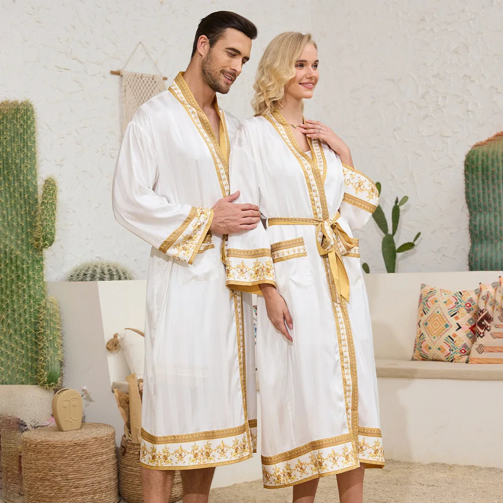 Peignoir style baroque satin polyester homme et femme