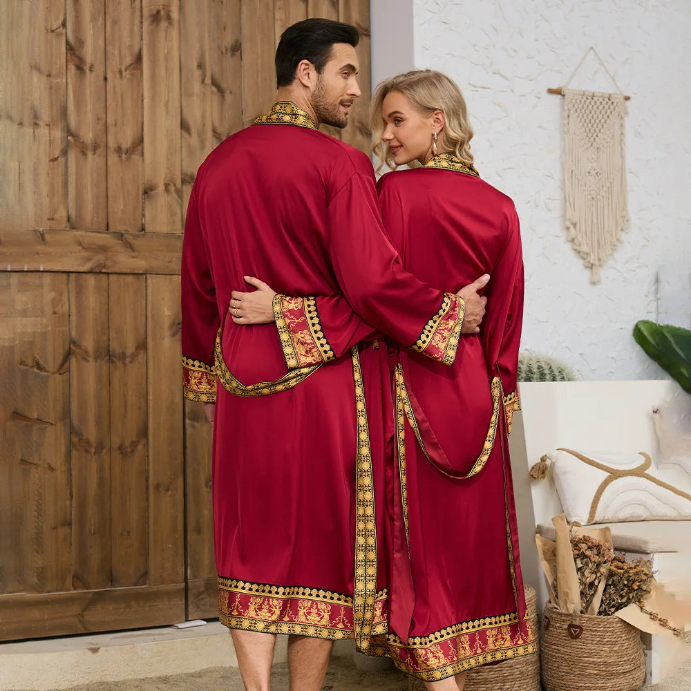 Peignoir style baroque satin polyester homme et femme