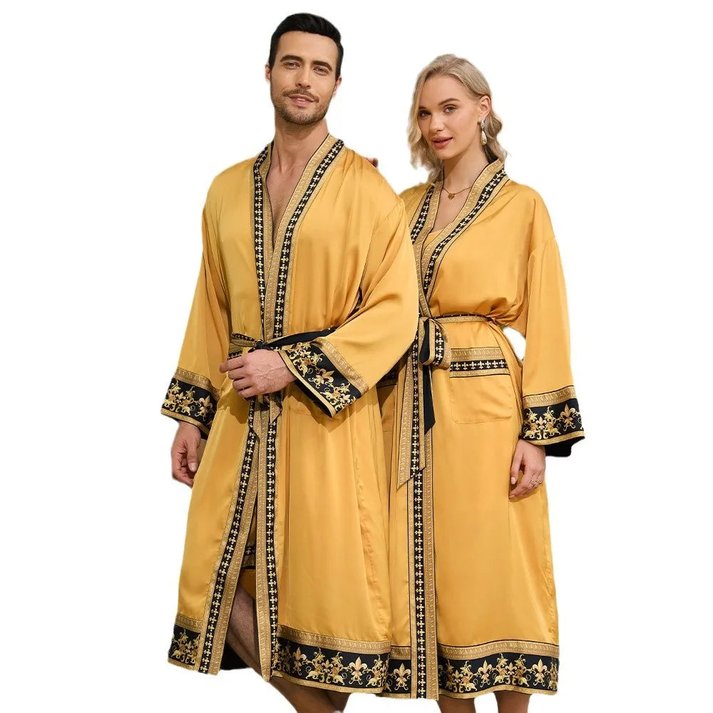 Peignoir style baroque satin polyester homme et femme