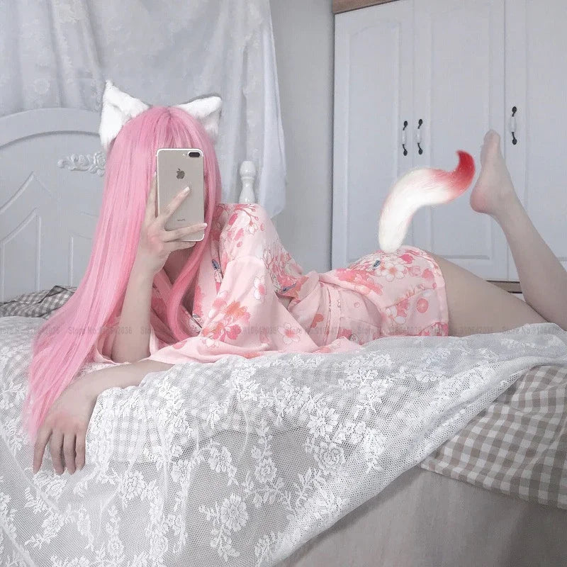 Kimono kawaii anime sakura polyester Femme