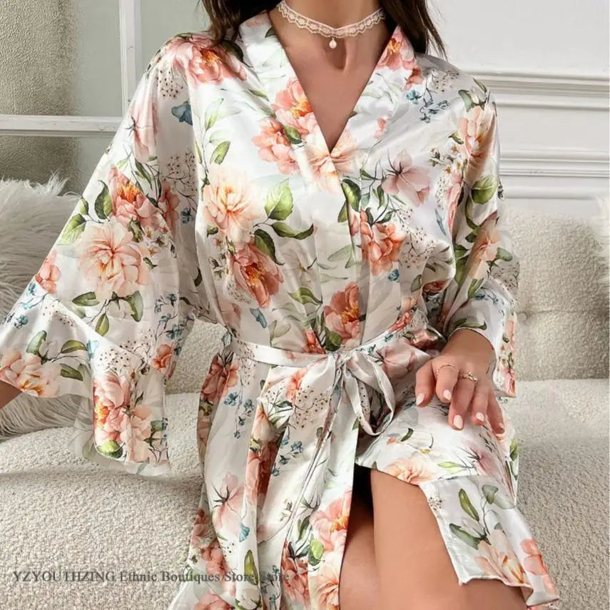 Peignoir imprimé fleur polyester Femme
