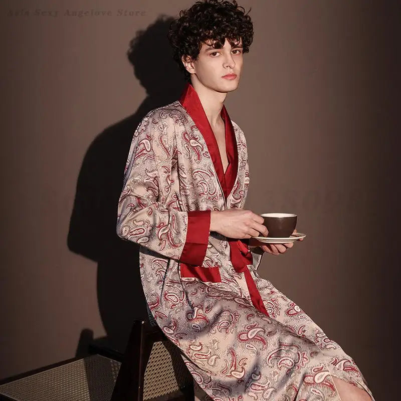 Peignoir Printemps/Été Imprimé Satin Polyester/Élasthanne Homme