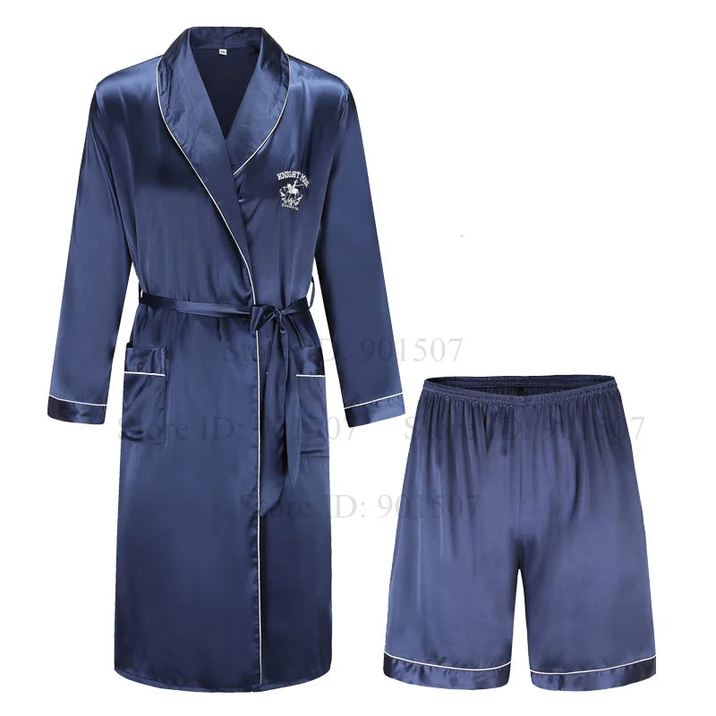 Peignoir 2 pièces satin polyester Homme