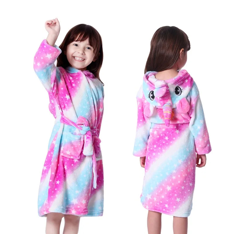 Peignoir Licorne Enfant en Flanelle Polaire