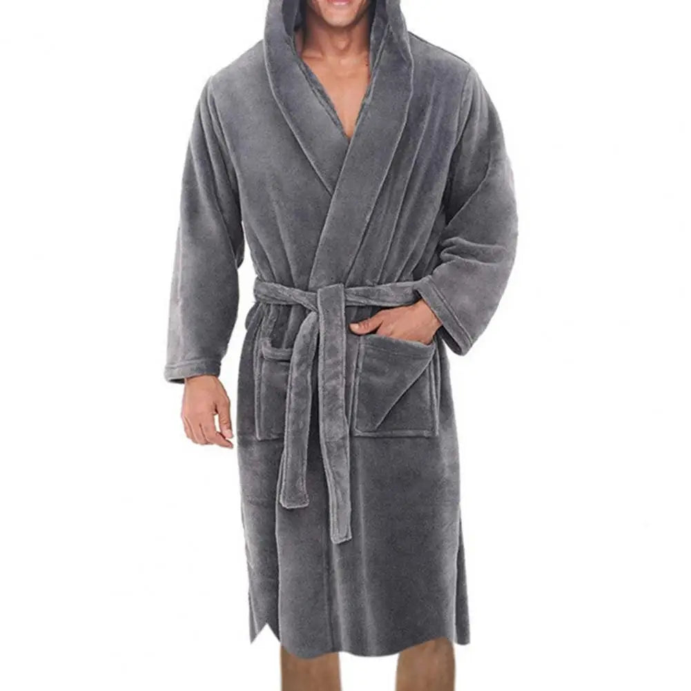 Peignoir flanelle avec capuche Homme