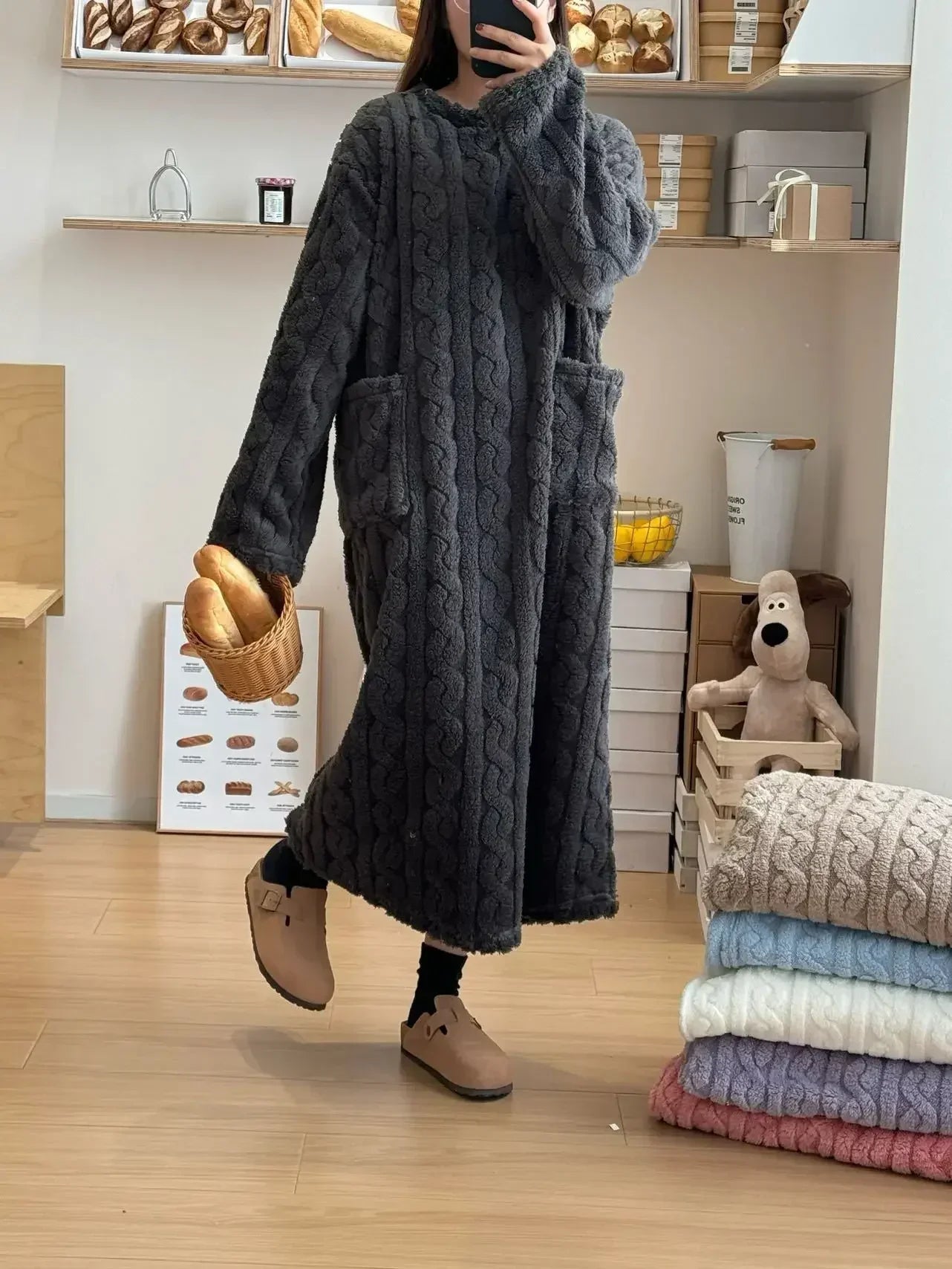 Peignoir Polaire 1 pièce style jacquard Femme
