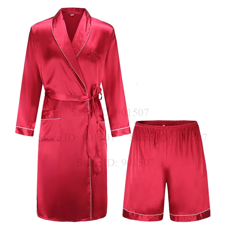 Peignoir 2 pièces satin polyester Homme
