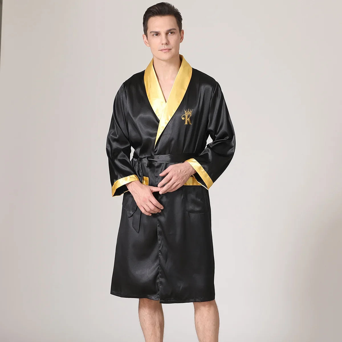 Peignoir court satin polyester homme