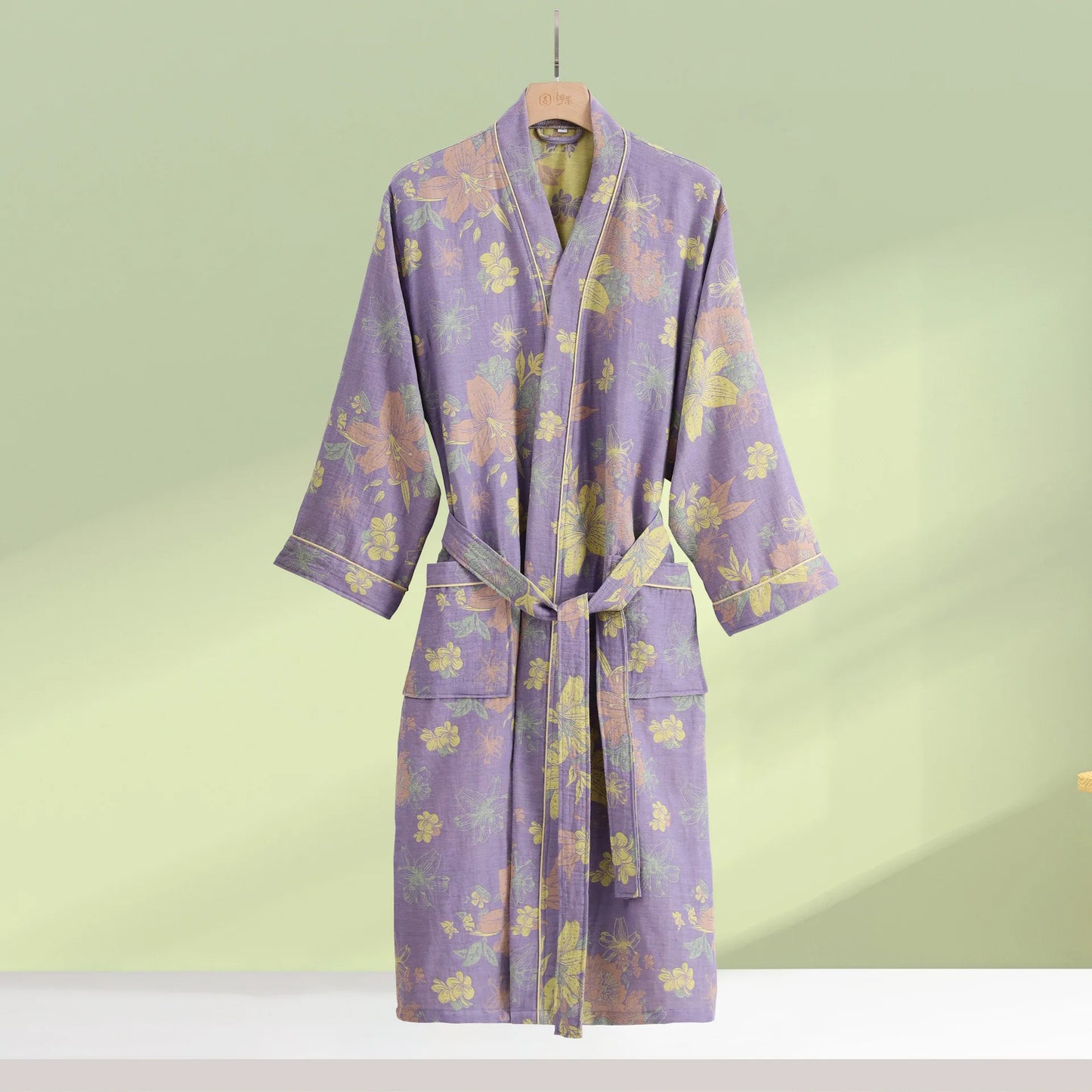 Peignoir coton double couche unisexe