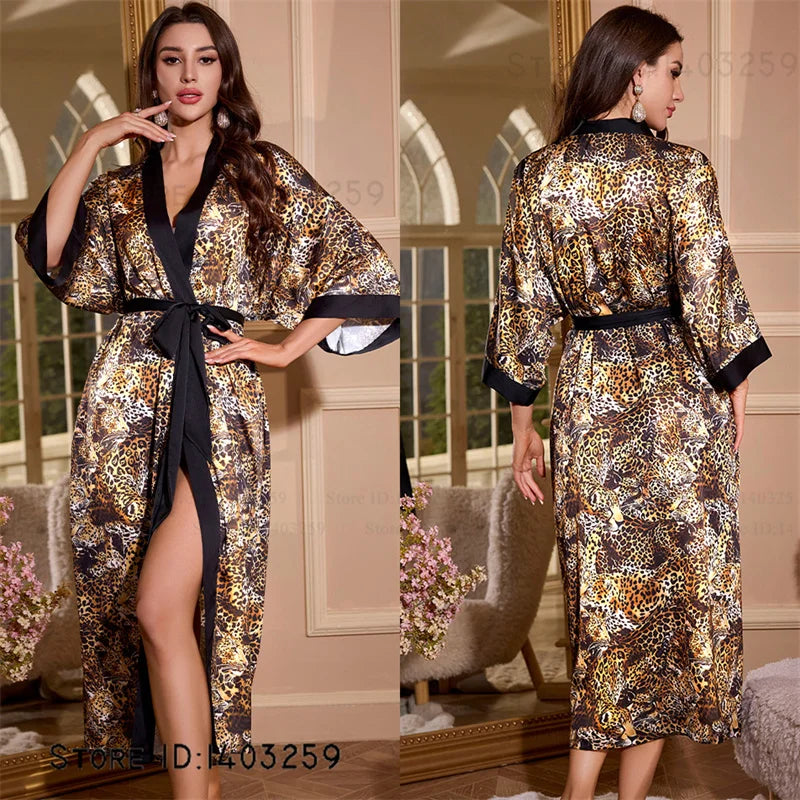 Peignoir long satin rayon soie glacée Femme