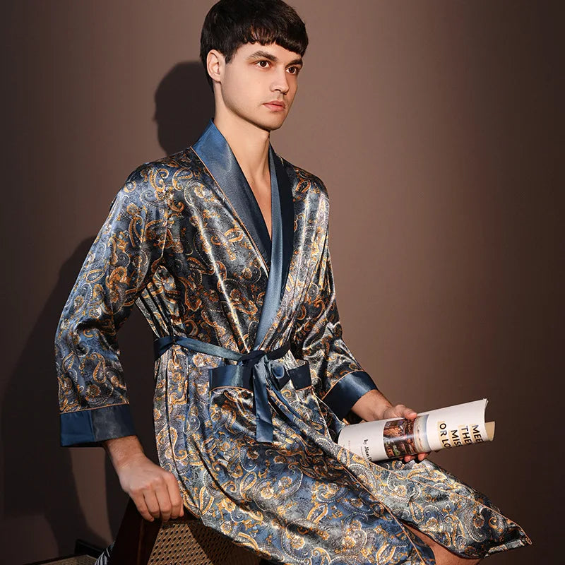 Peignoir soie glacée haut de gamme polyester Homme