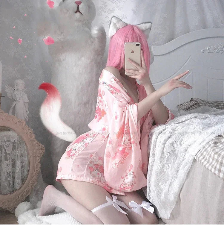 Kimono kawaii anime sakura polyester Femme