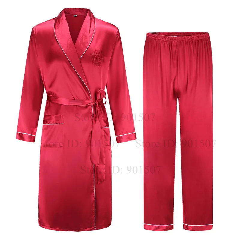 Peignoir 2 pièces satin polyester Homme