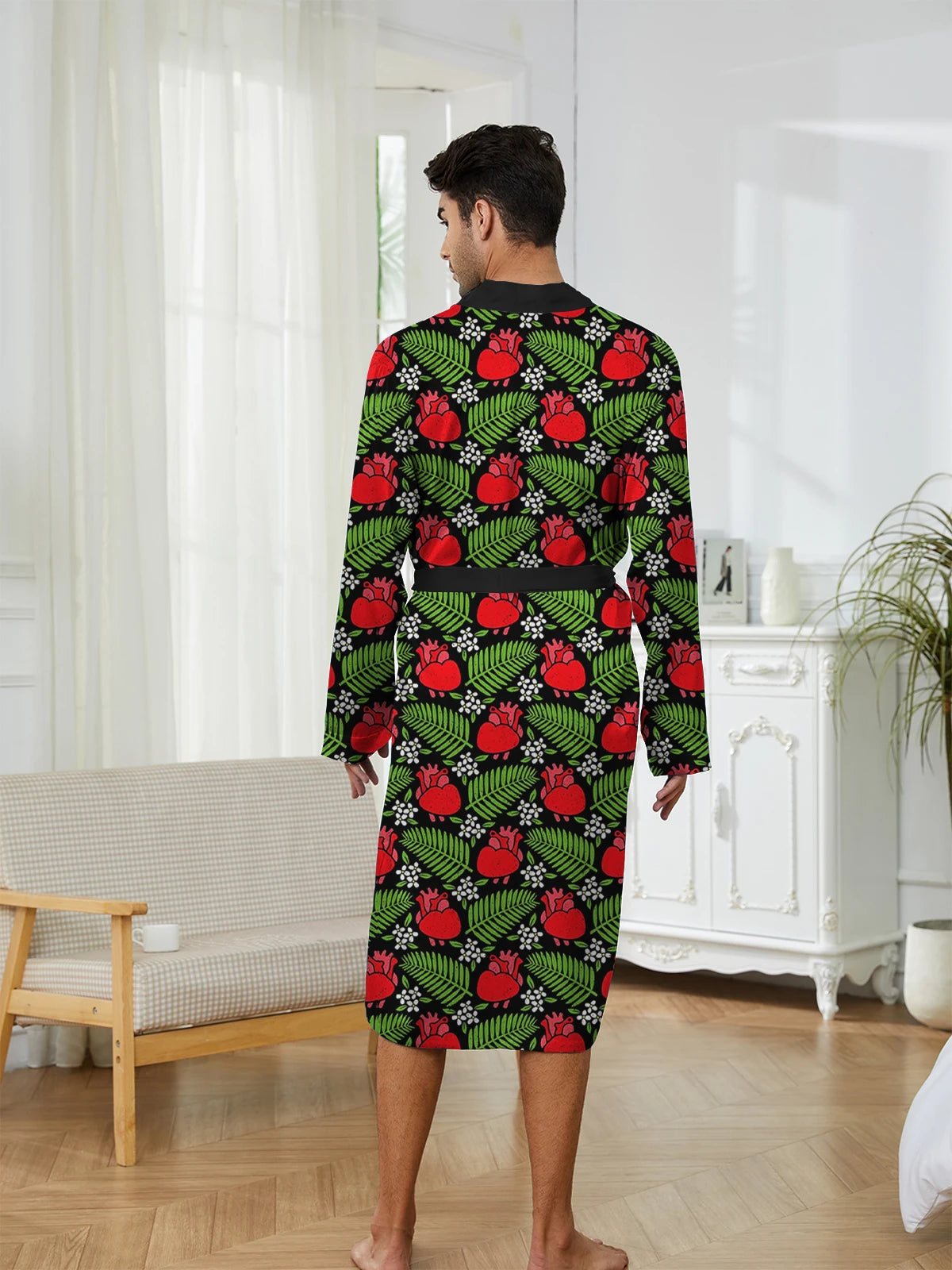Peignoir printemps/automne imprimé feuille Polyester Homme