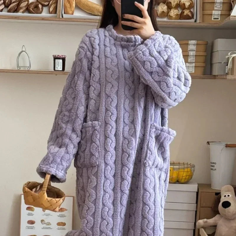 Peignoir Polaire 1 pièce style jacquard Femme