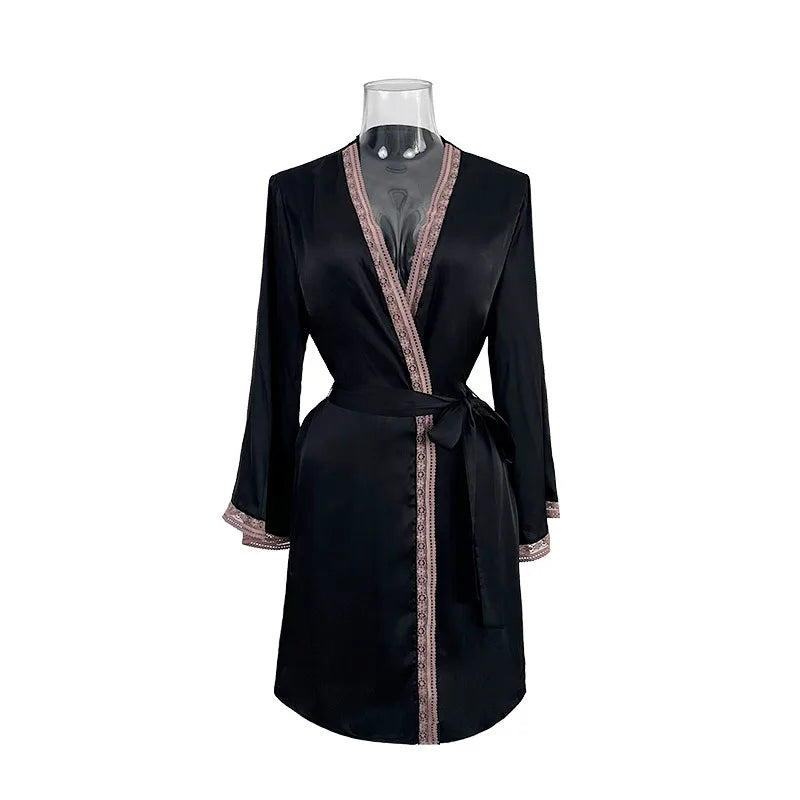 Peignoir Court Satin Printemps/Été Polyester/Élasthanne Femme