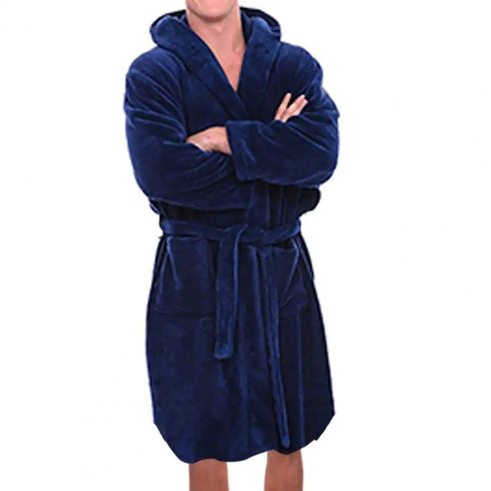 Peignoir flanelle avec capuche Homme