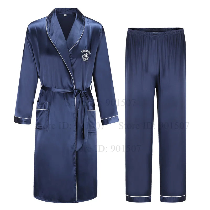 Peignoir 2 pièces satin polyester Homme