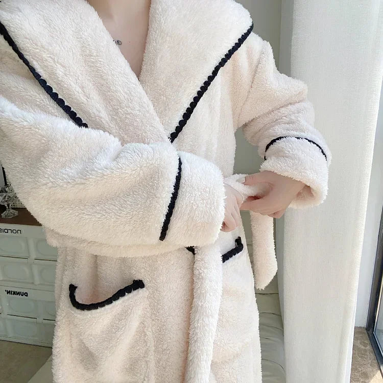 Peignoir Hiver Femme Velours Corail/Polyester