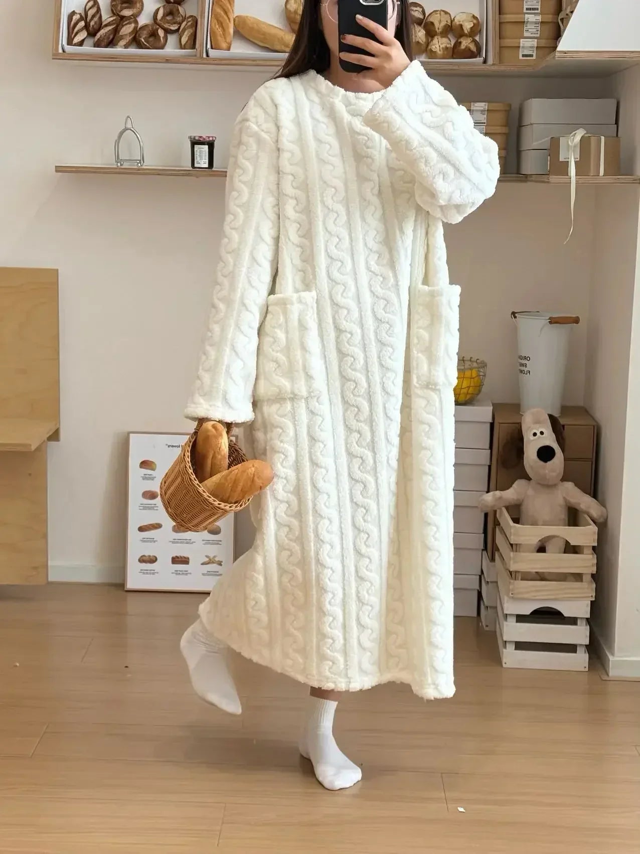 Peignoir Polaire 1 pièce style jacquard Femme