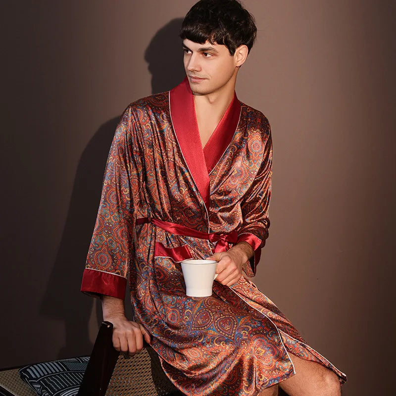 Peignoir soie glacée haut de gamme polyester Homme