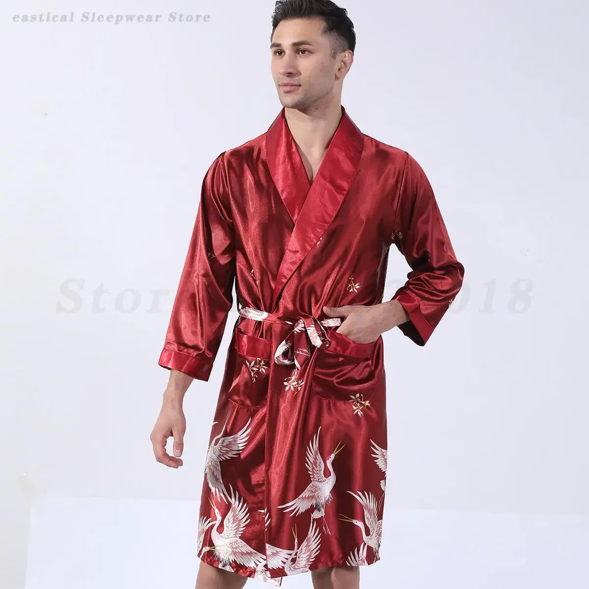 Peignoir court satin polyester homme