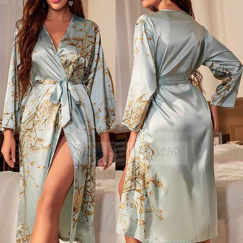 Peignoir satin long polyester Femme
