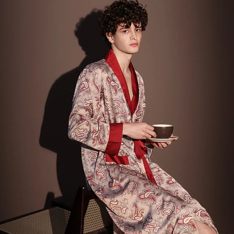 Peignoir Printemps/Été Imprimé Satin Polyester/Élasthanne Homme