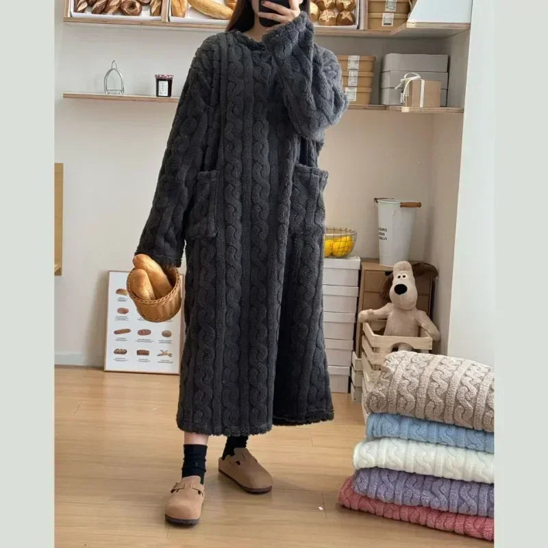 Peignoir Polaire 1 pièce style jacquard Femme