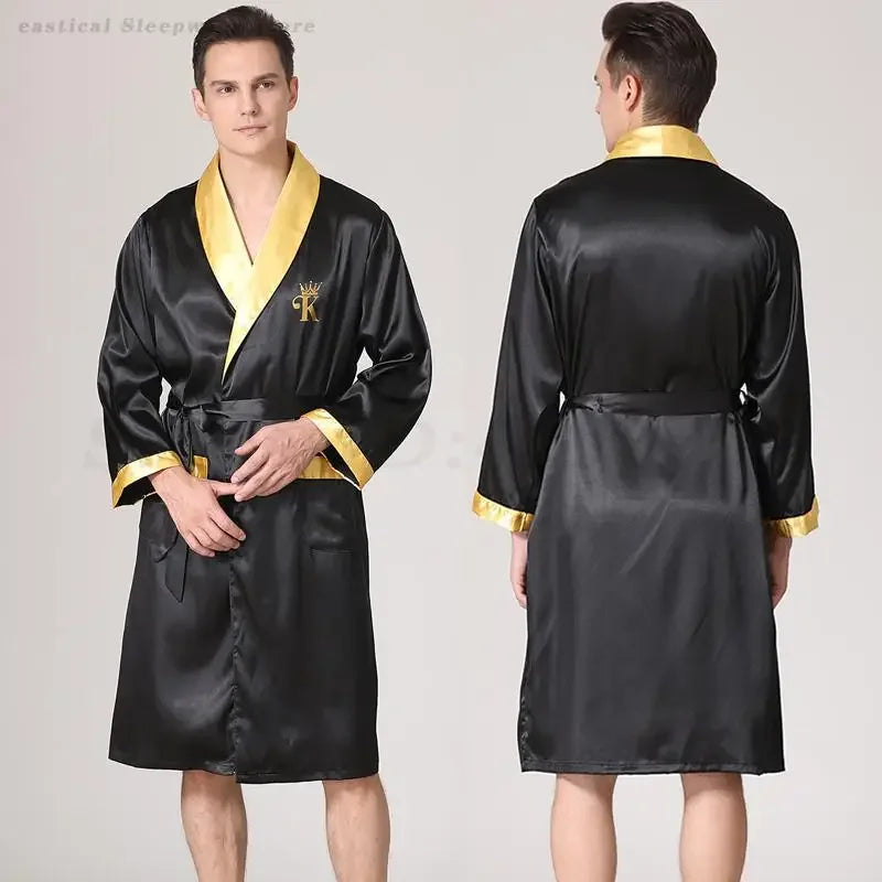 Peignoir court satin polyester homme