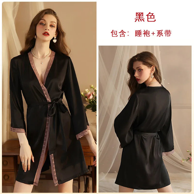 Peignoir Court Satin Printemps/Été Polyester/Élasthanne Femme