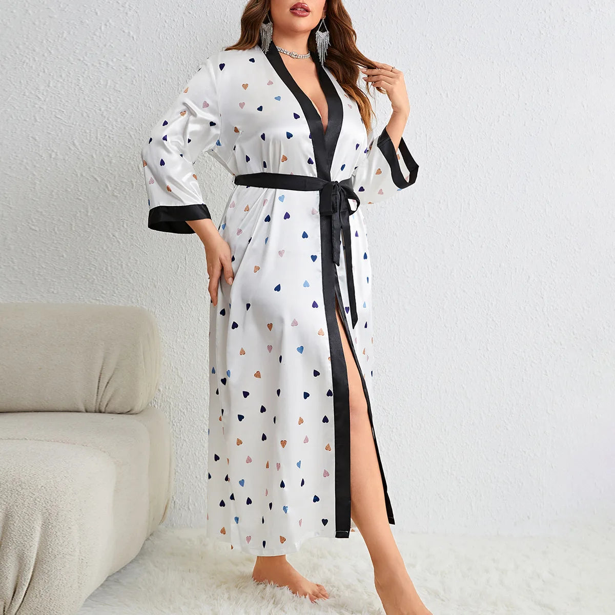 Peignoir grande taille Satin Polyester Femme