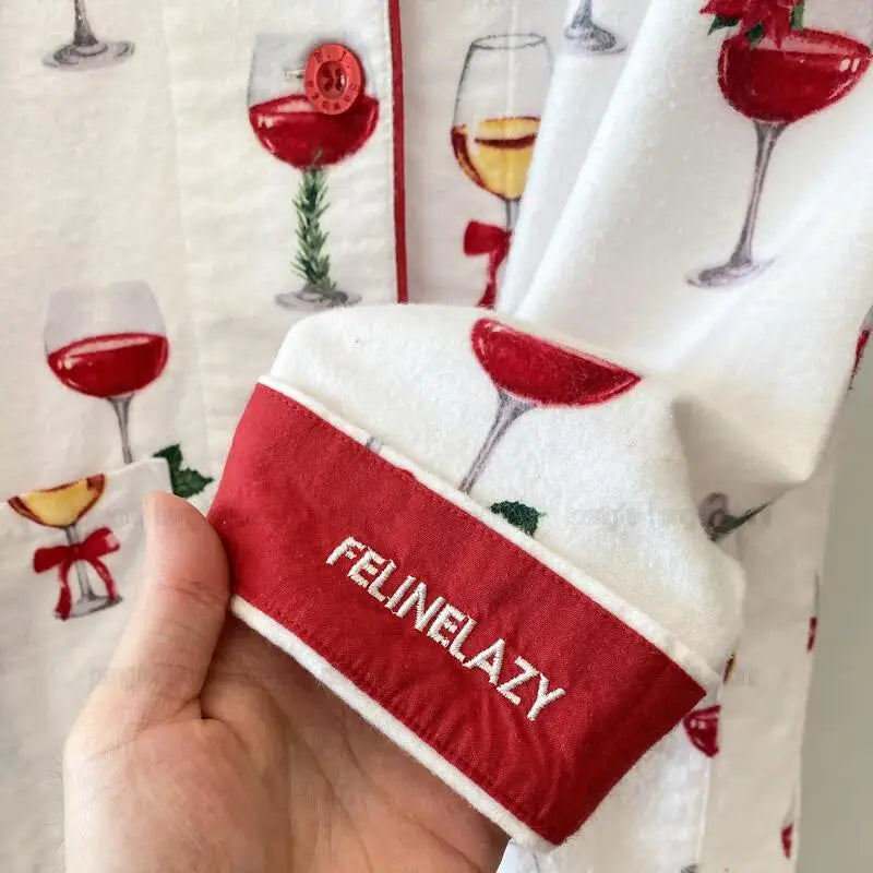 Pyjama Femme Coton Verre de vin