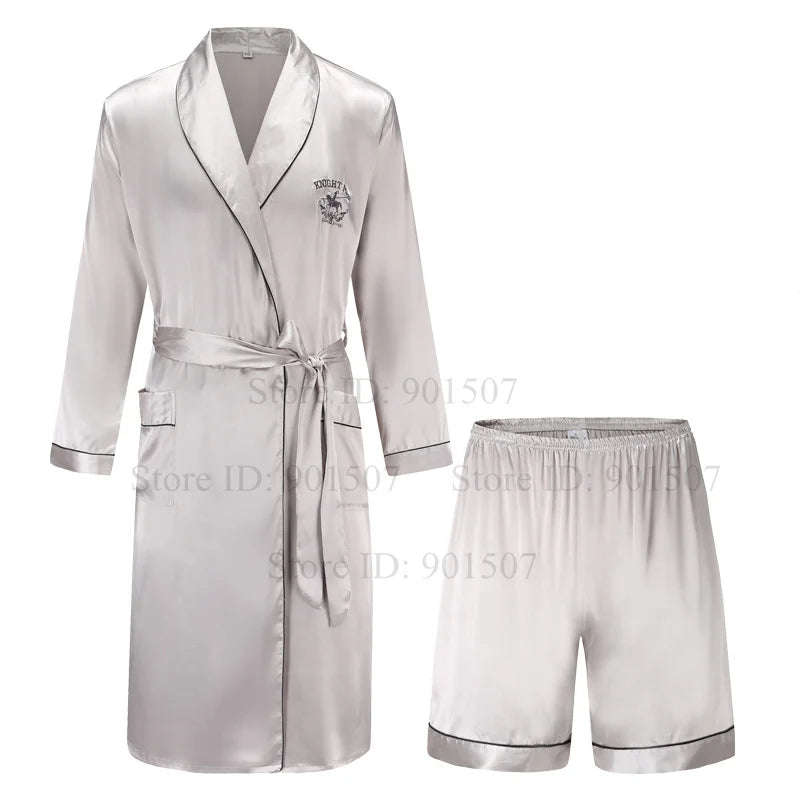 Peignoir 2 pièces satin polyester Homme