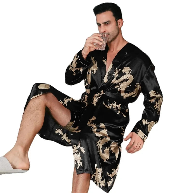 Peignoir satin homme