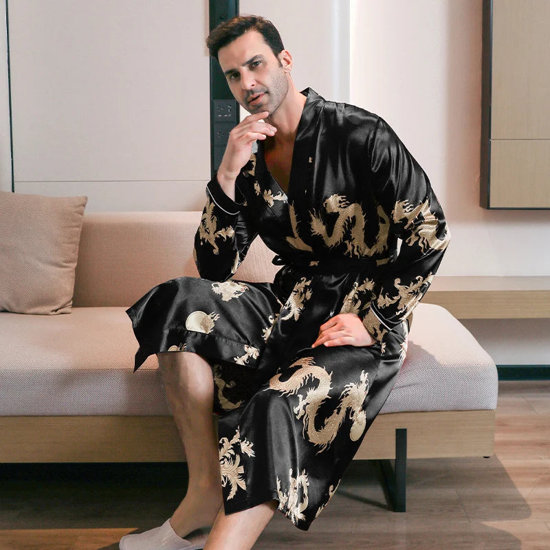 Peignoir satin homme