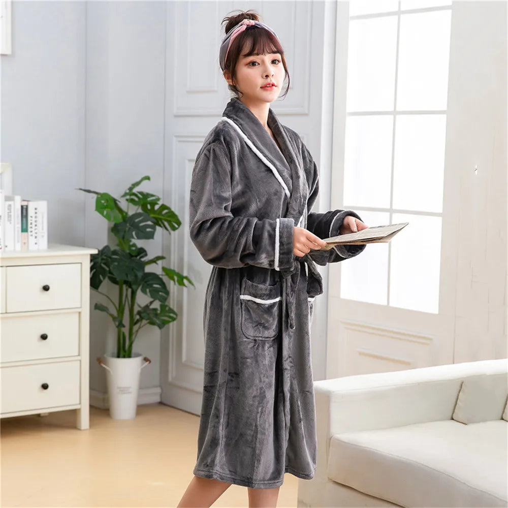 Peignoir de Bain Flanelle/Polaire Hiver Polyester Femme
