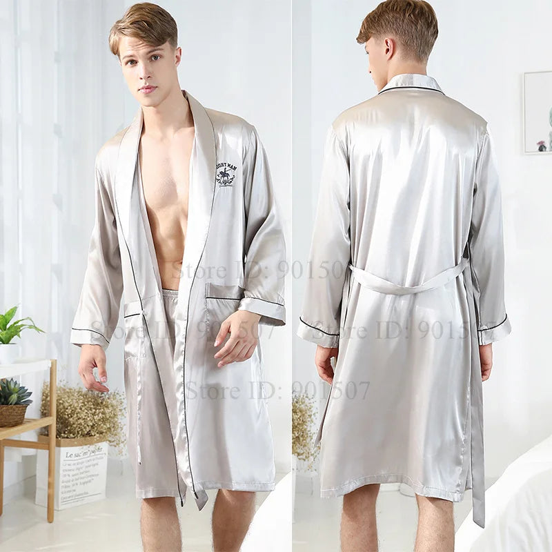 Peignoir 2 pièces satin polyester Homme