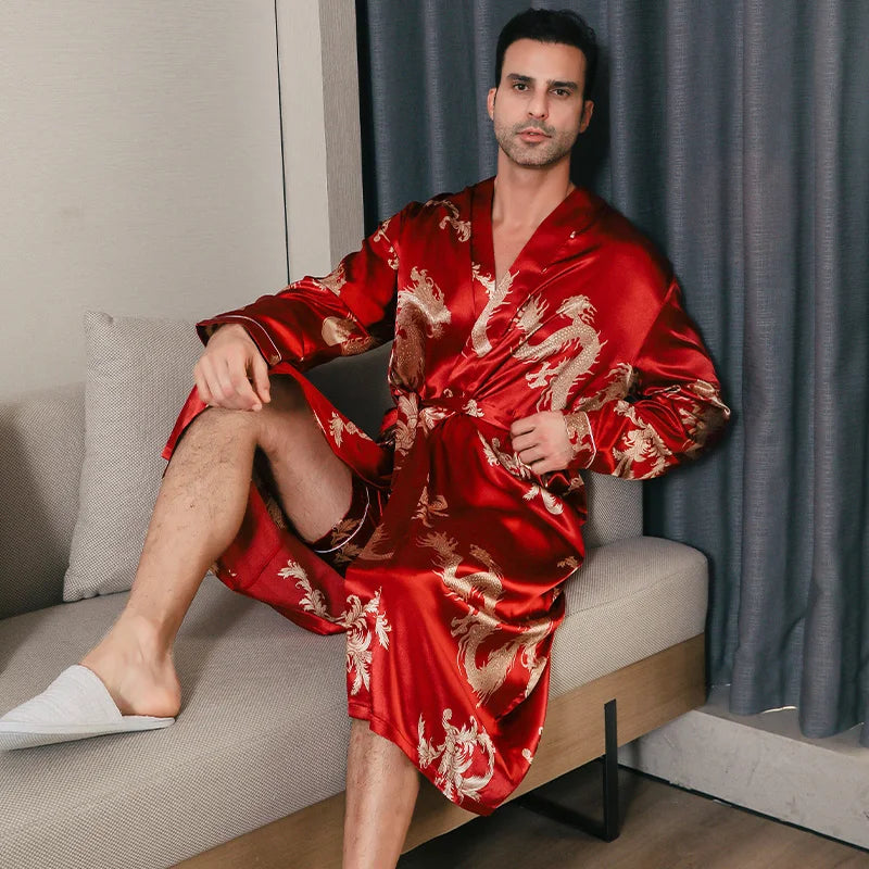 Peignoir satin homme