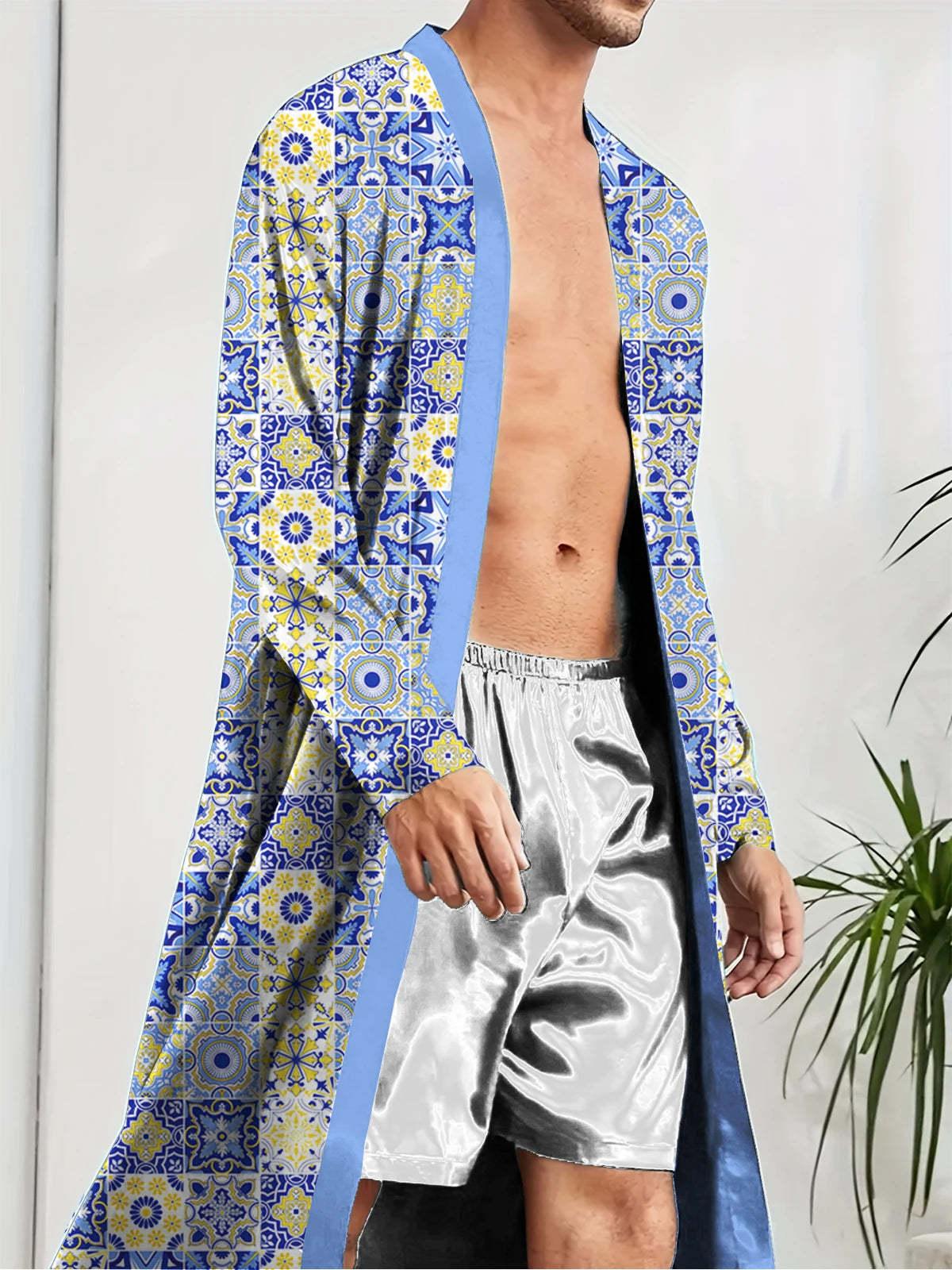 Peignoir Printemps/Automne Imprimé Géométriques Polyester Homme