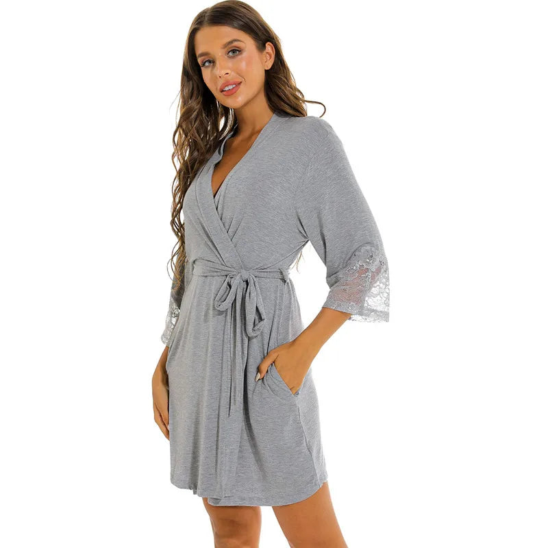 Peignoir Coton/Élasthanne Court Femme